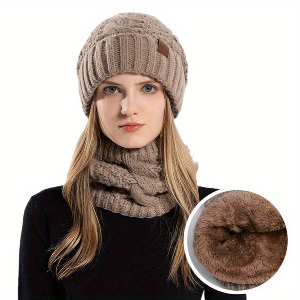 Wool Glove Lined - Ensemble bonnet et écharpe d'hiver doux,