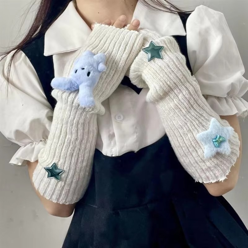 Fingerless Glove Knit - Gants tricotés à manches longues pour