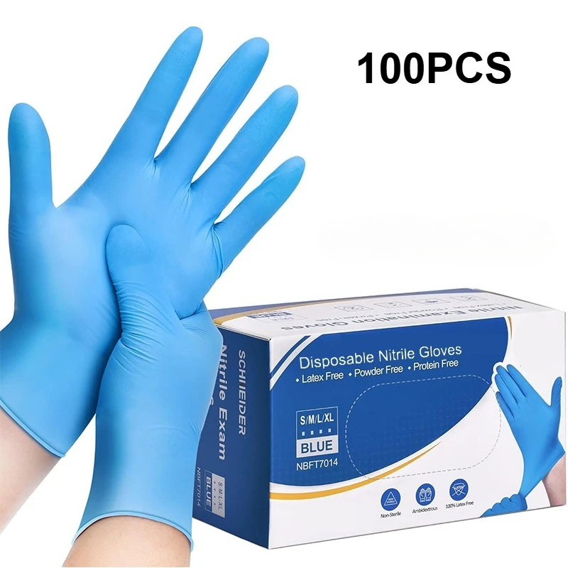 Latex Disposable Glove - 100 gants jetables en nitrile bleu,