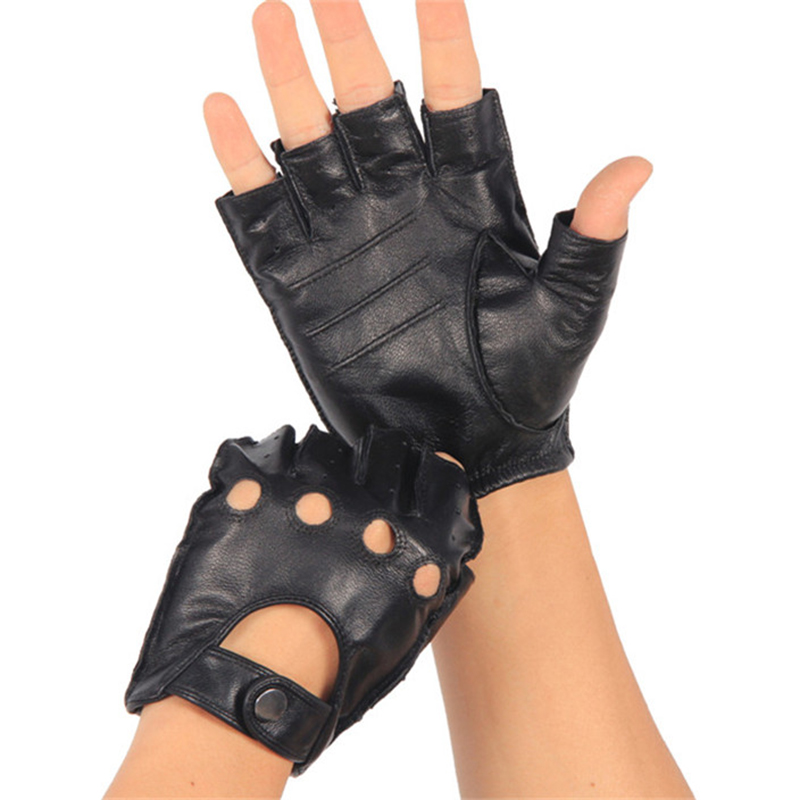 Leather Driving Glove - Gants semi-doigts en cuir véritable de