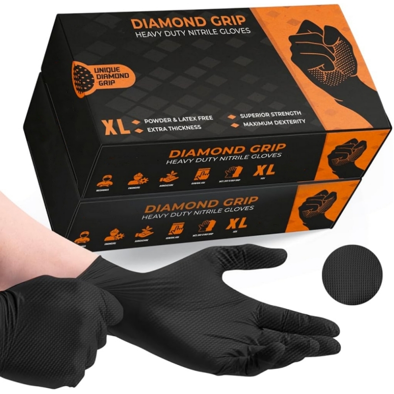 Nitrile Mechanic Glove - Gants jetables noirs en Nitrile robuste,