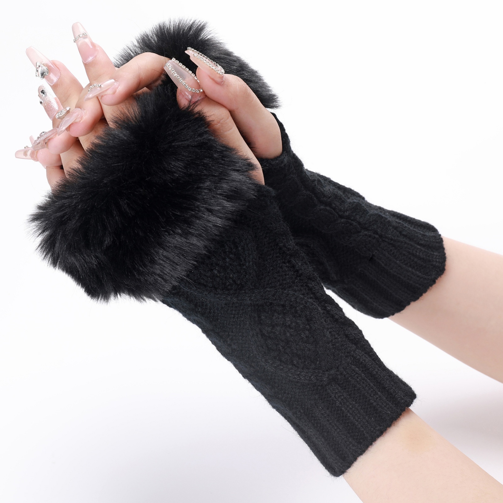 Fingerless Glove Knit - Une paire de gants tricotés sans