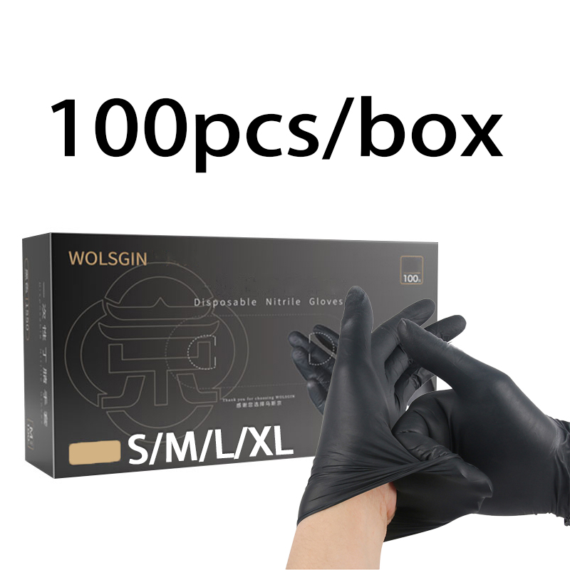 Rubber Glove Cleaning - Gants jetables noirs en nitrile pur,