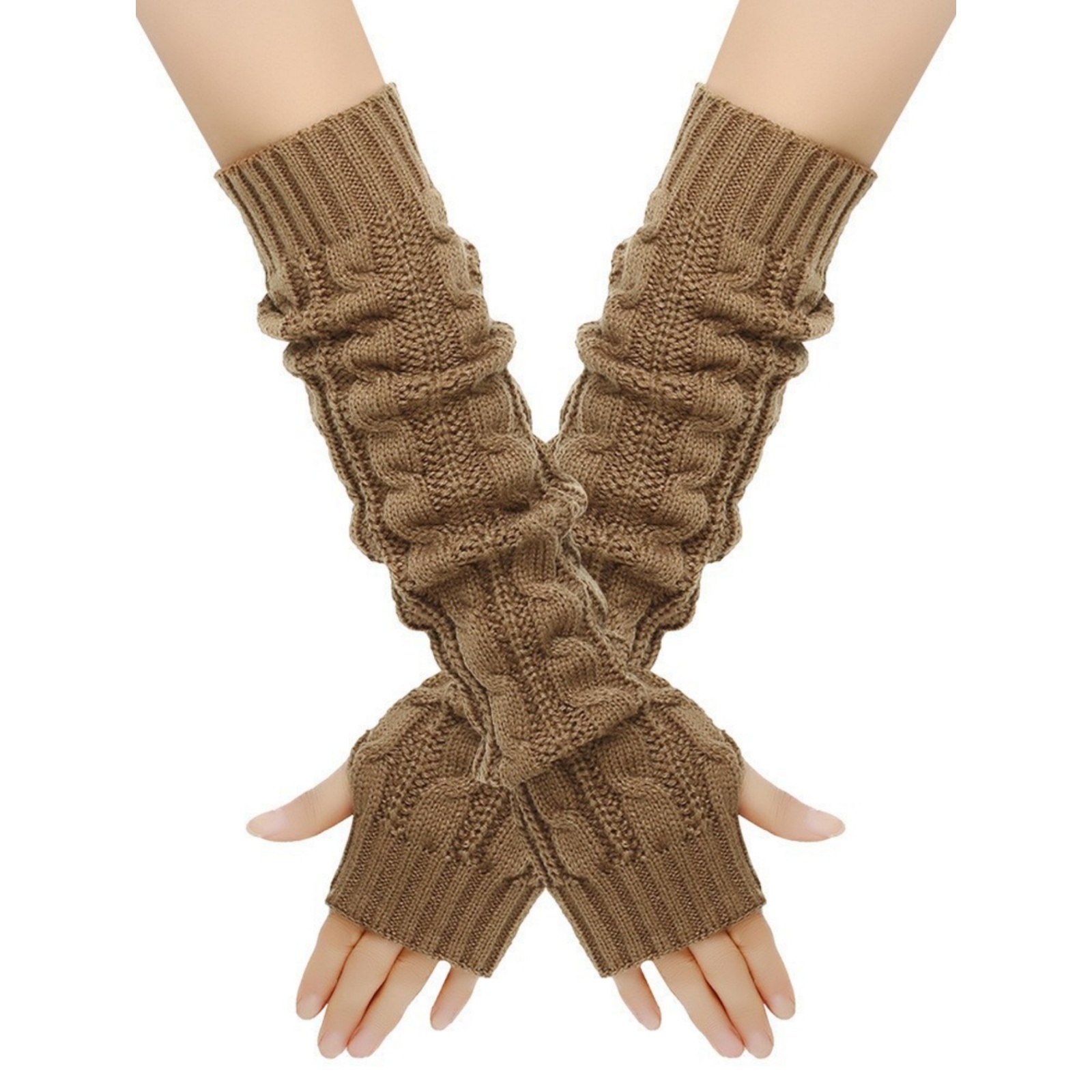 Fingerless Glove Knit - Gants chauffe-bras tricotés pour femmes, 2