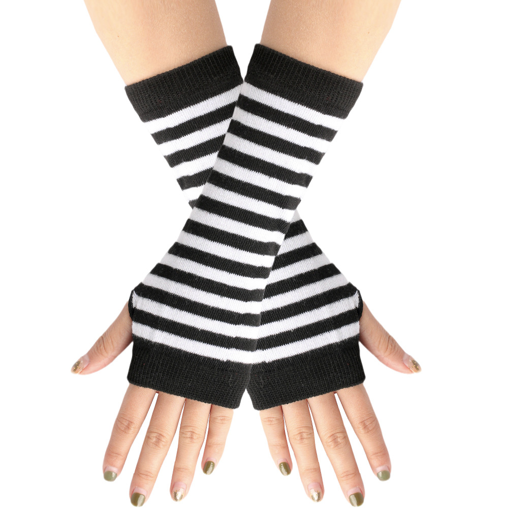 Fingerless Glove Knit - Rayé manches courtes dame enfants automne