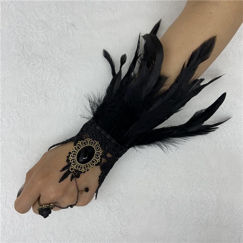 Motorcycle Glove Knuckle - Gants en dentelle de plumes d'Halloween