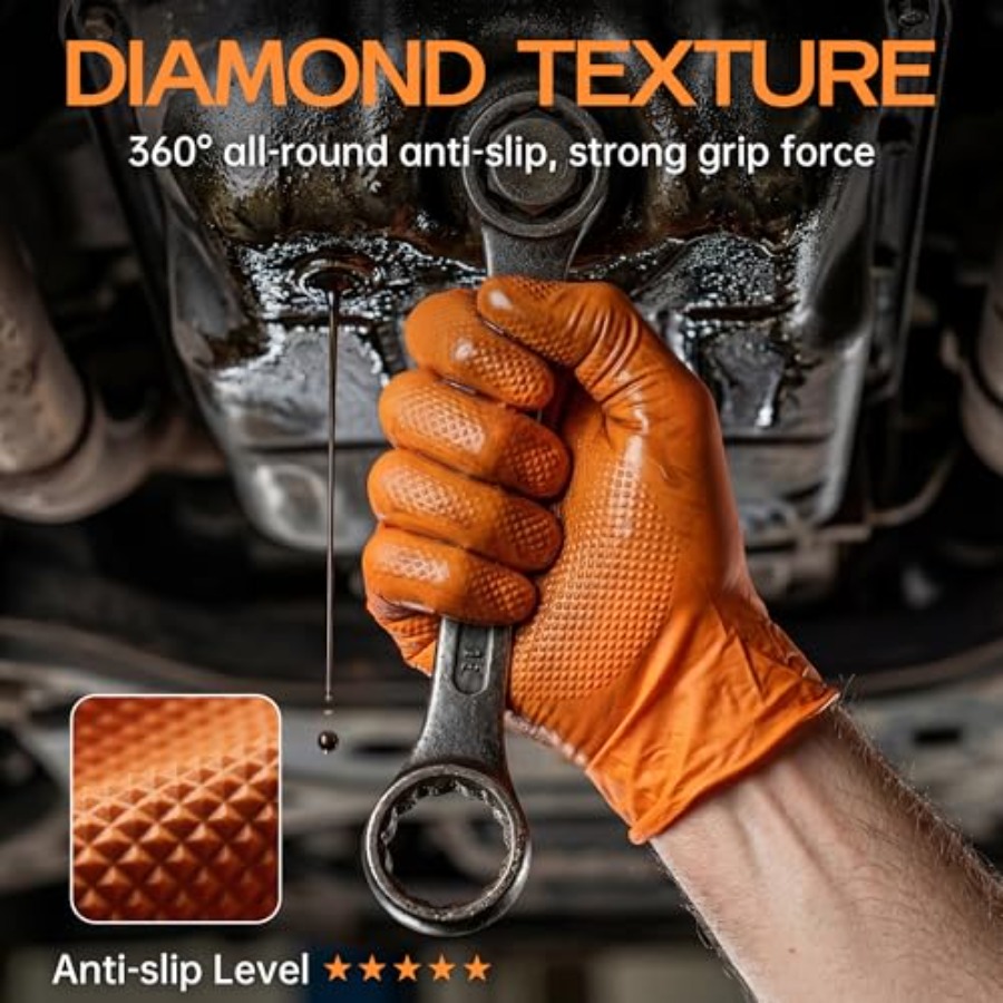 Gants en nitrile orange très r - Nitrile Mechanic Glove avis et prix