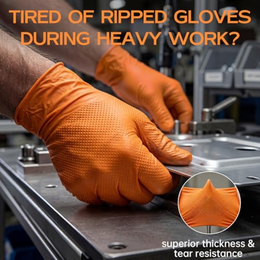 Gants en nitrile orange très r - Nitrile Mechanic Glove avis et prix