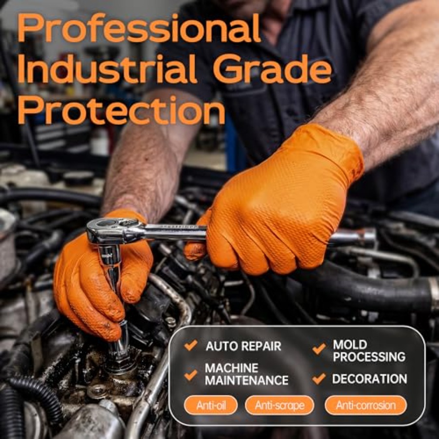 Gants en nitrile orange très r - Nitrile Mechanic Glove avis et prix