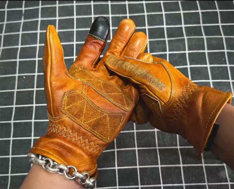 Gants de moto rétro en cuir vé - Motorcycle Glove Knuckle avis et prix