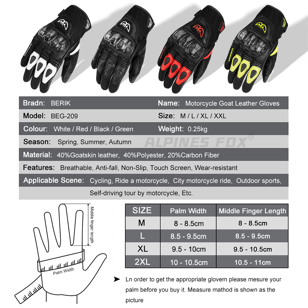 Gants BERIK en cuir de chèvre  - Cycling Glove Padded avis et prix